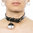 Halsband Kunstleder mit schwarz-weiße Gloeckchen Girls Punk